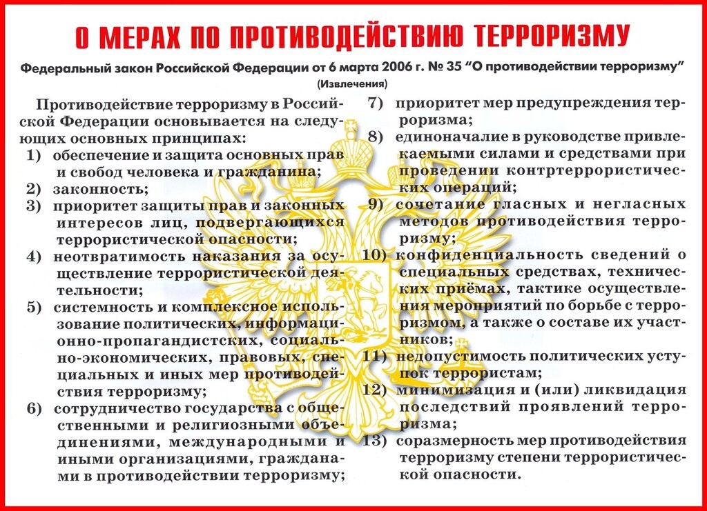 О мерах по противодействию терроризму.